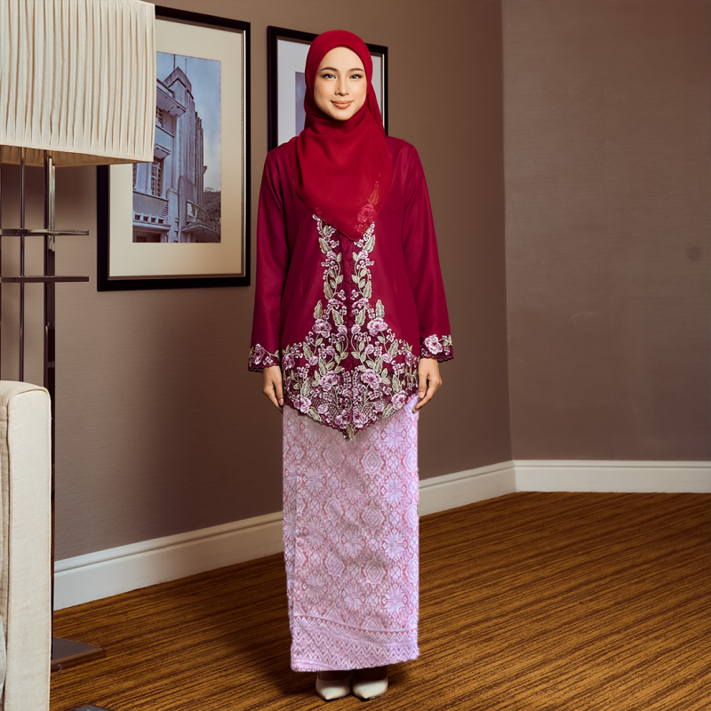 (SET) Kebaya Elisha Merah Sagu ( Free Shipping )