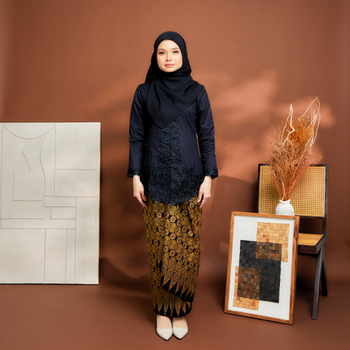 (SET) Kebaya Mahsuri Black X Pario Siti Gold