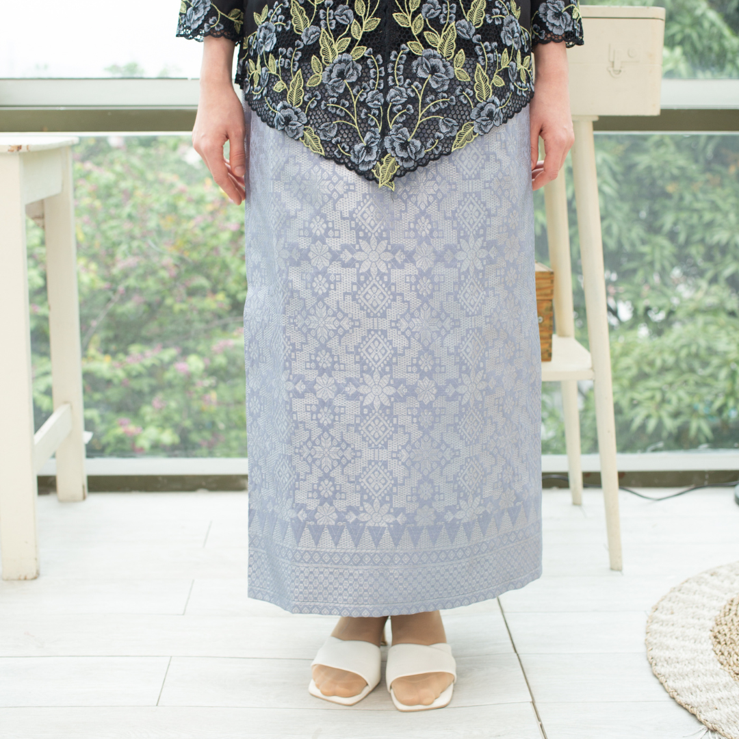 (SET) Kebaya Elisha Hitam Pulut Black x Songket Ellara Grey (FREE SHIPPING)