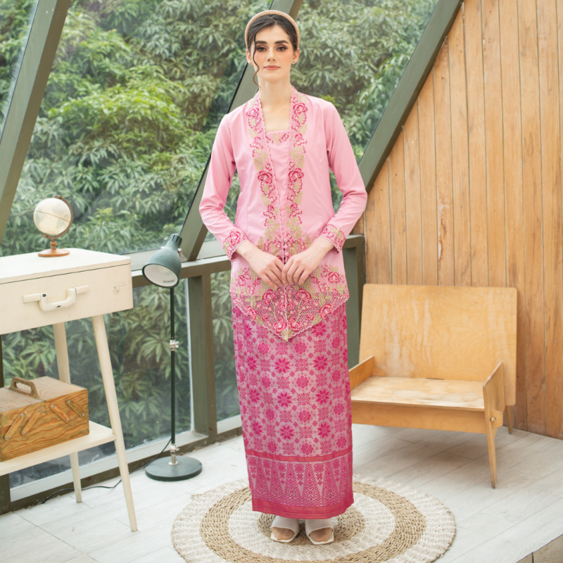(SET) Kebaya Elisha Kuih Lapis Pink x Songket Ellara Pink (FREE SHIPPING)