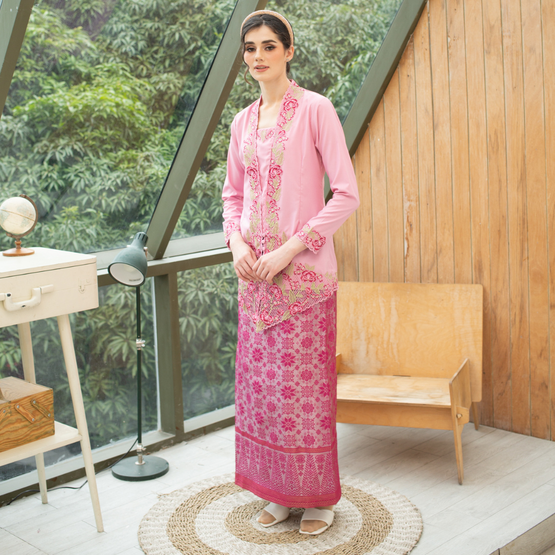 (SET) Kebaya Elisha Kuih Lapis Pink x Songket Ellara Pink (FREE SHIPPING)