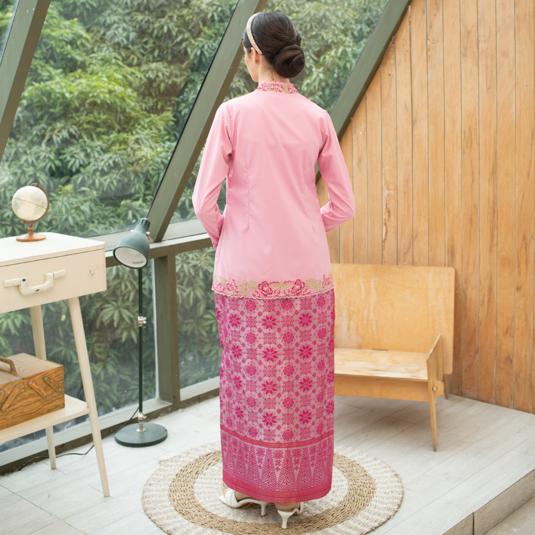 (SET) Kebaya Elisha Kuih Lapis Pink x Songket Ellara Pink (FREE SHIPPING)