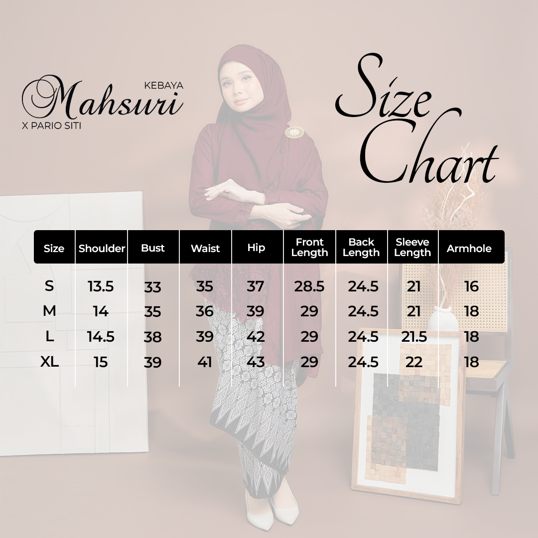 (SET) Kebaya Mahsuri Burgundy X Pario Siti White