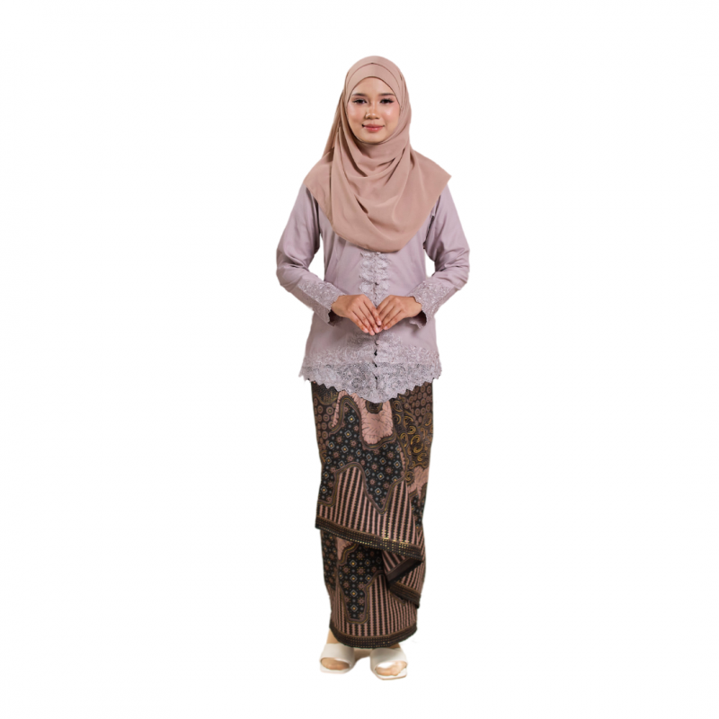(SET) KEBAYA ZAINUN 2.0 ASH GREY X RITA TAUPE