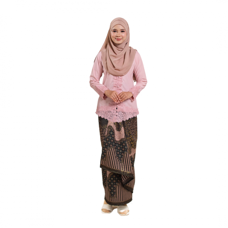(SET) KEBAYA ZAINUN 2.0 SOFT PINK X RITA TAUPE