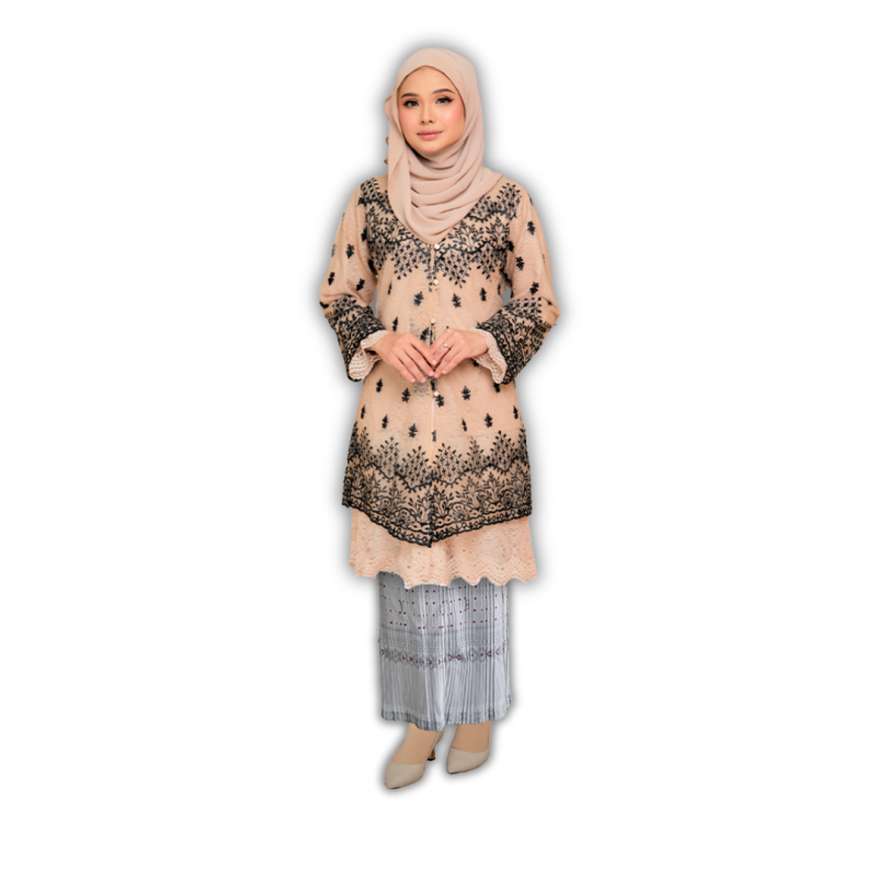 (SET) KEBAYA TIARA NUDE X SKIRT PLEATED ABIRA WHITE
